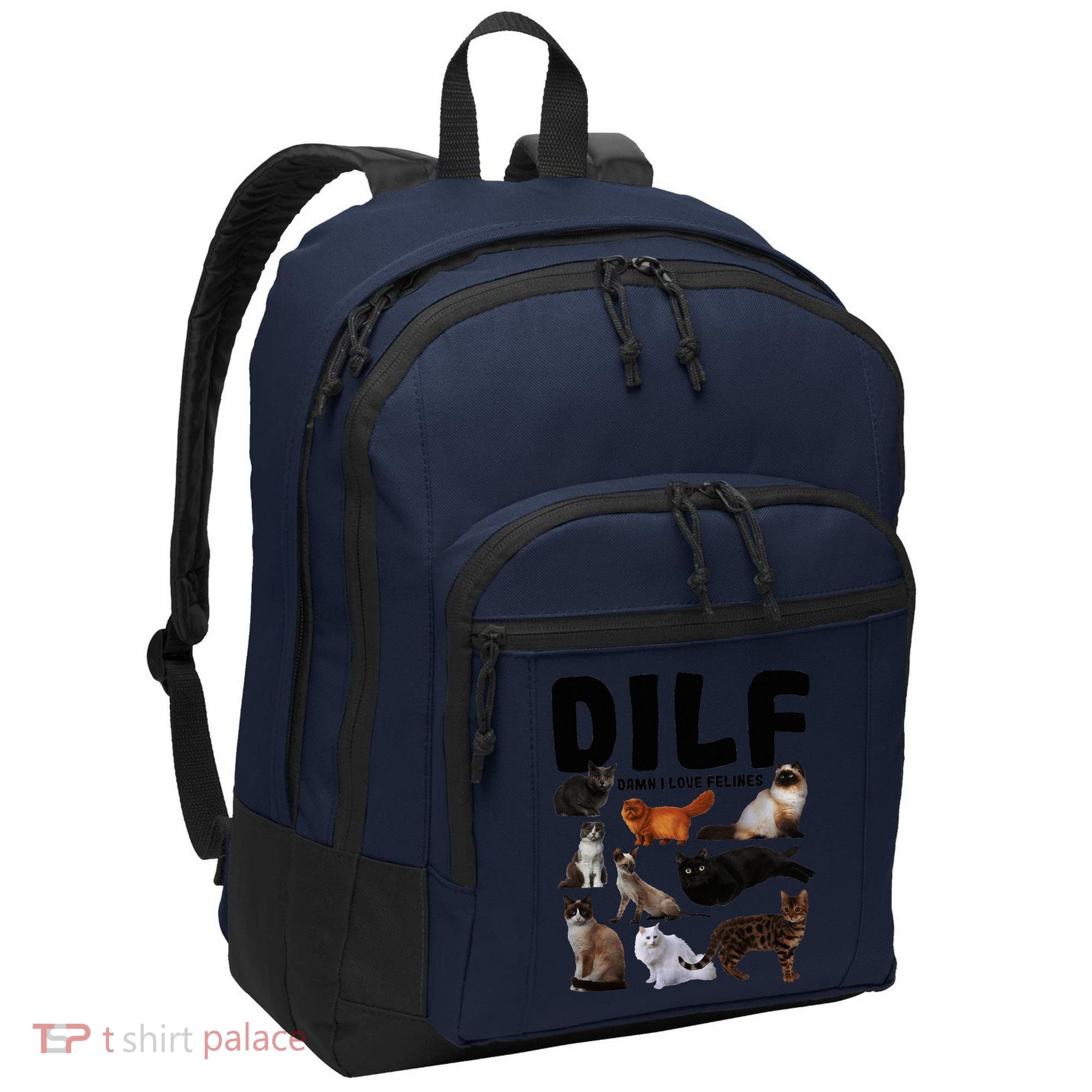 Dilf Damn I Love Felines Funny Cat Kitty Lover Port Authority Basic Backpack
