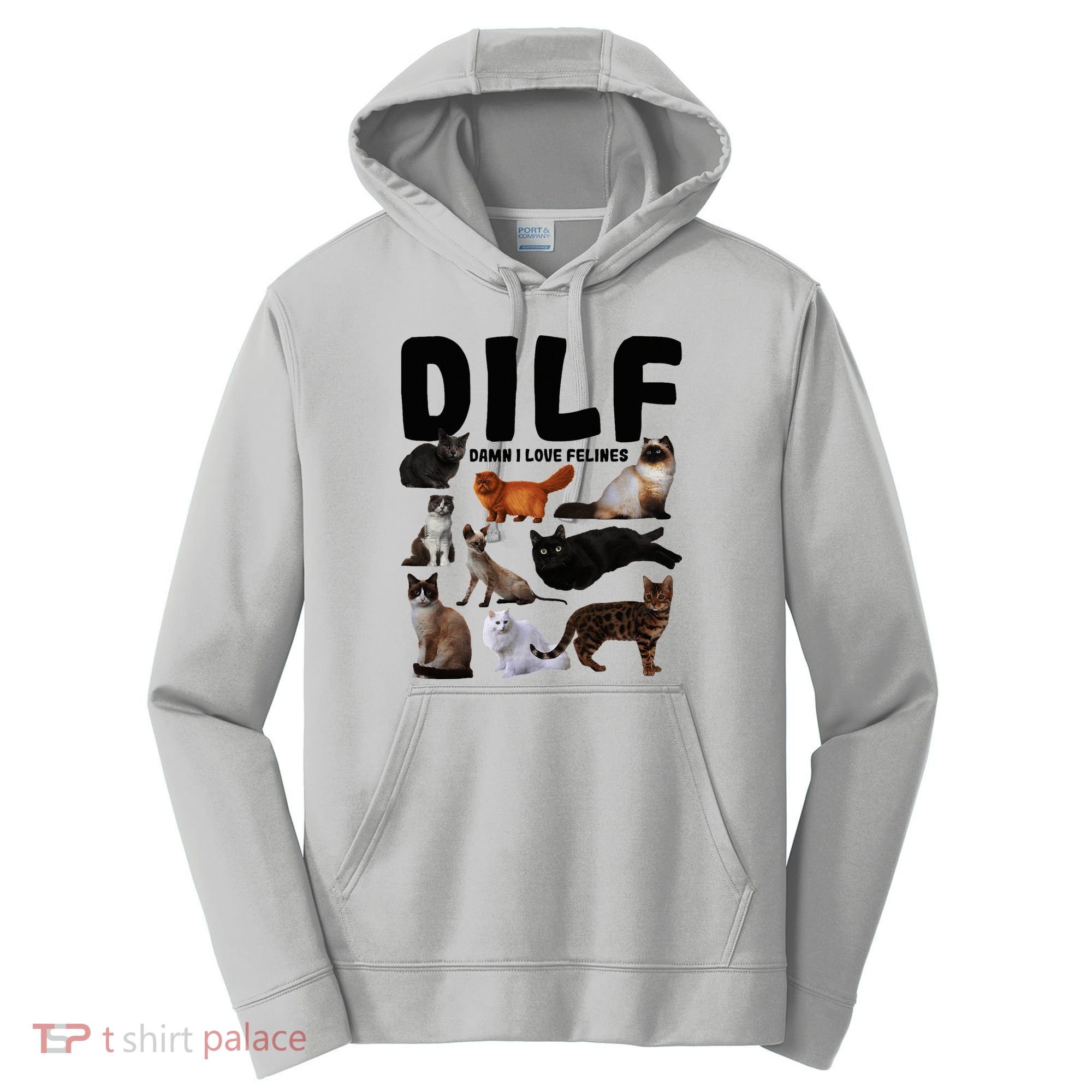 Dilf Damn I Love Felines Funny Cat Kitty Lover Performance Fleece Hoodie