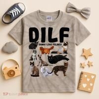 Dilf Damn I Love Felines Funny Cat Kitty Lover Kids Tie-Dye T-Shirt thumb 2