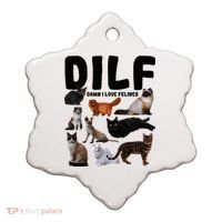 Dilf Damn I Love Felines Funny Cat Kitty Lover Ceramic Ornament thumb 0