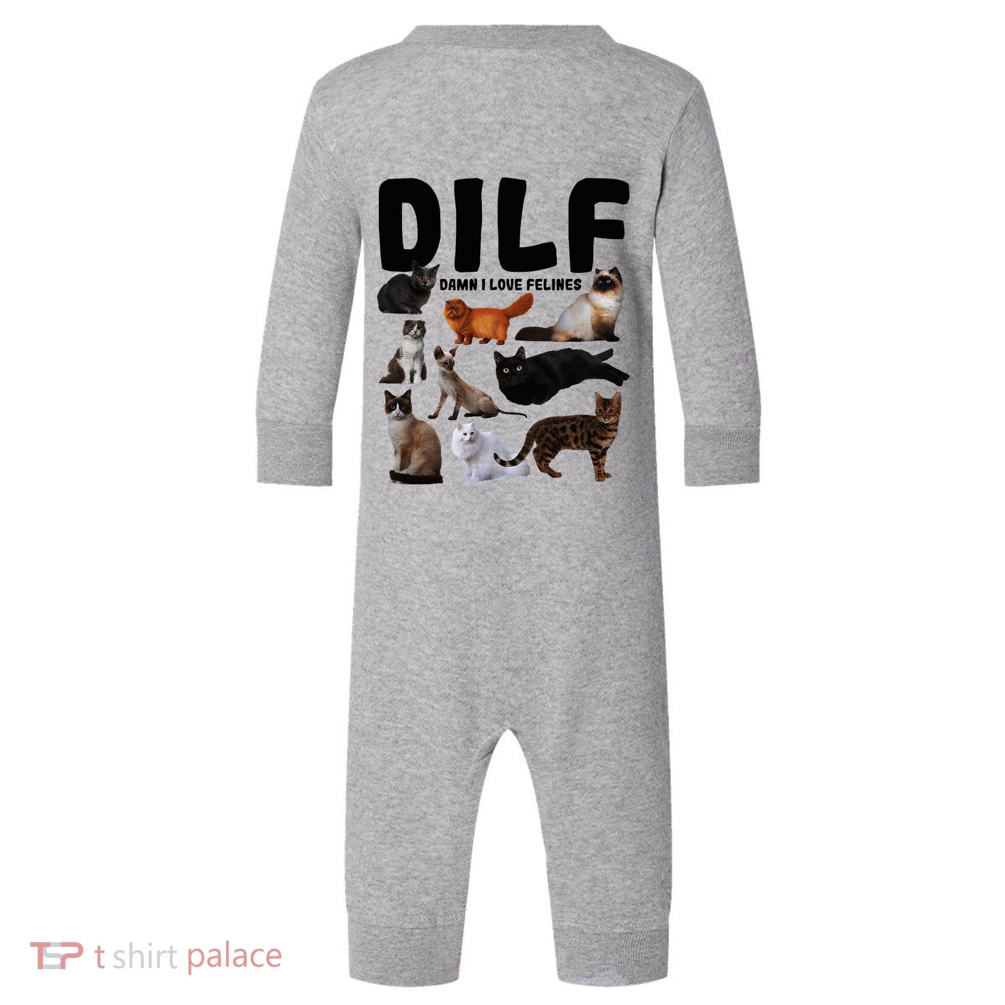 Dilf Damn I Love Felines Funny Cat Kitty Lover Infant Fleece One Piece