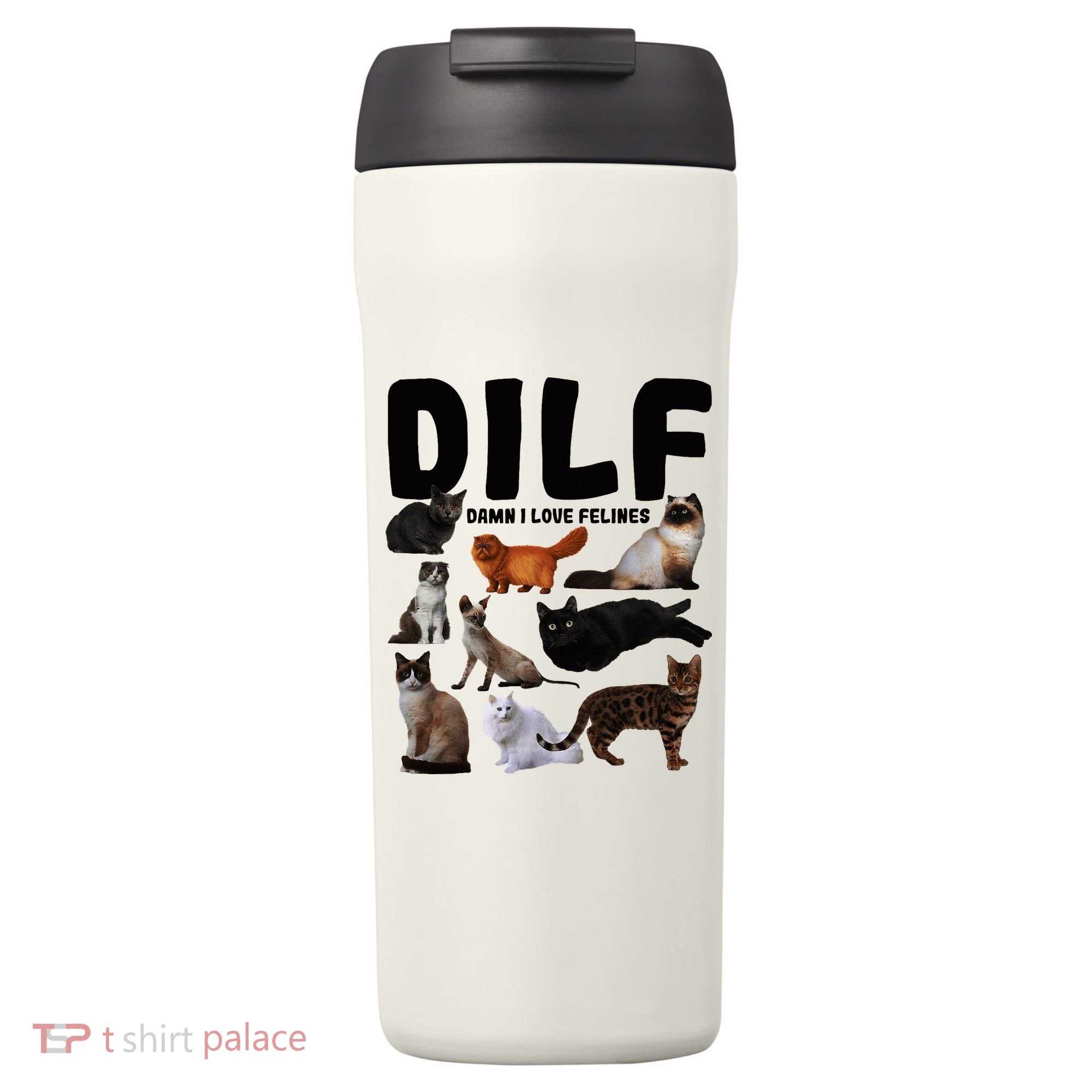 Dilf Damn I Love Felines Funny Cat Kitty Lover 24oz Duet Stainless Steel Tumbler