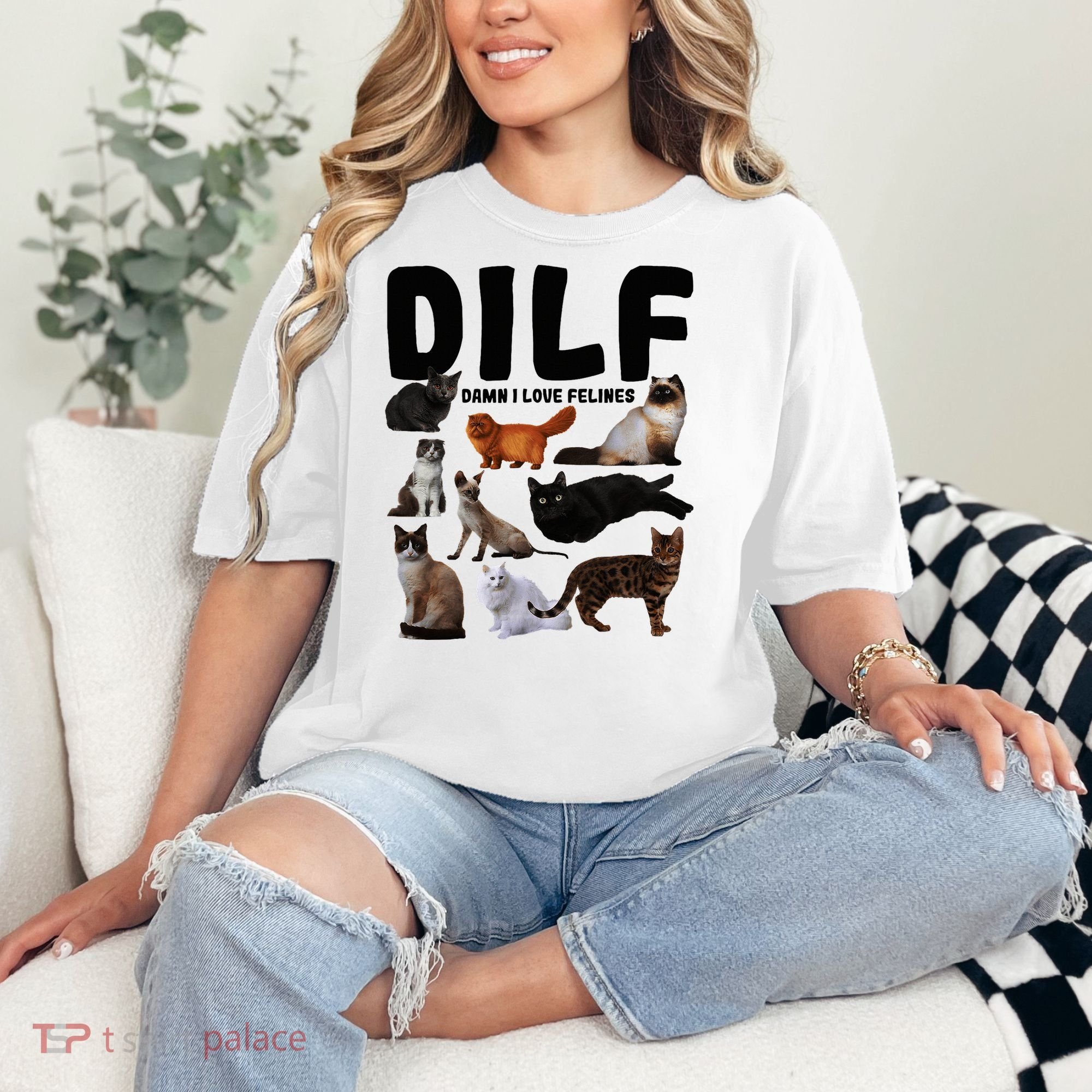 Dilf Damn I Love Felines Funny Cat Kitty Lover Comfort Colors T-Shirt