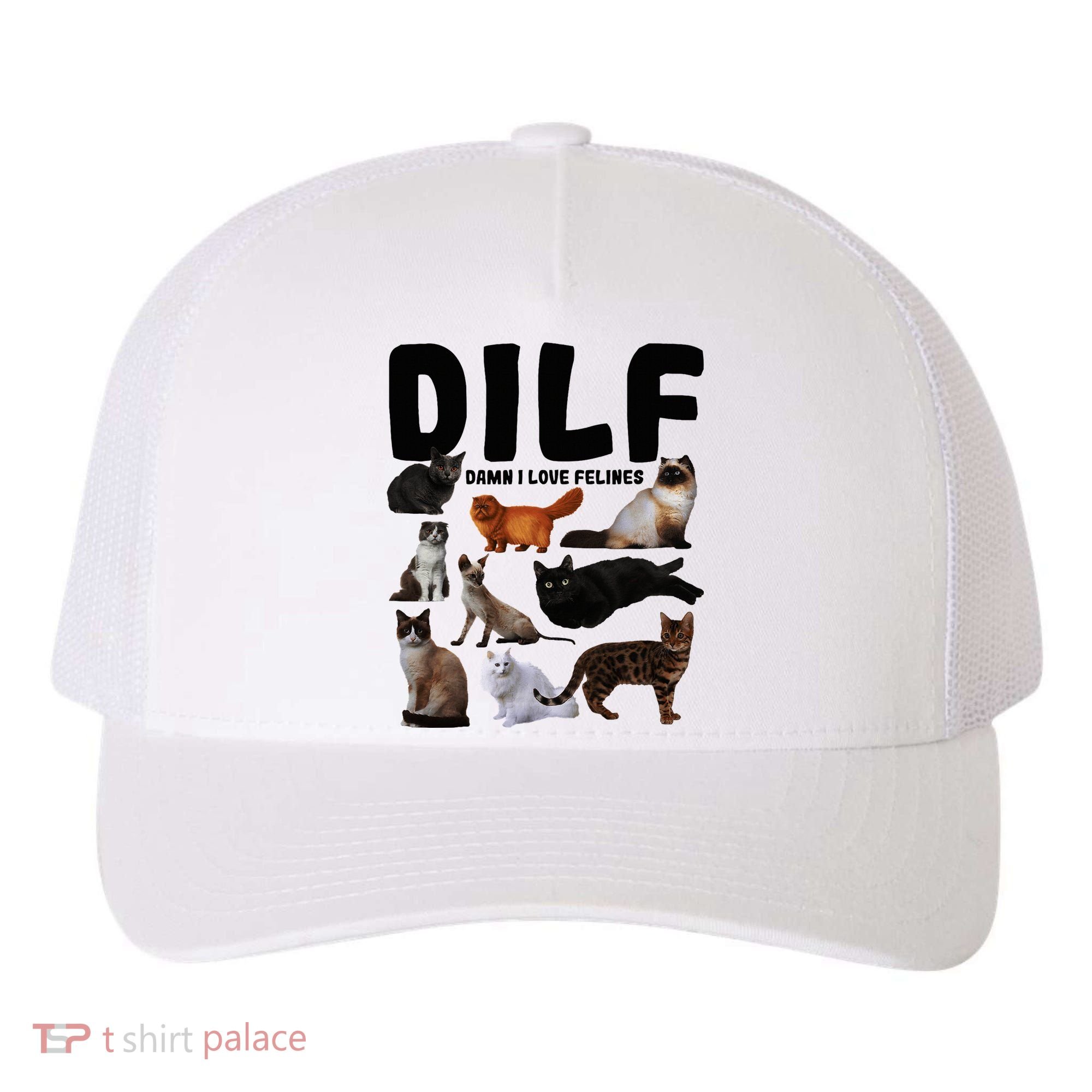 Dilf Damn I Love Felines Funny Cat Kitty Lover Yupoong Adult 5-Panel Trucker Hat