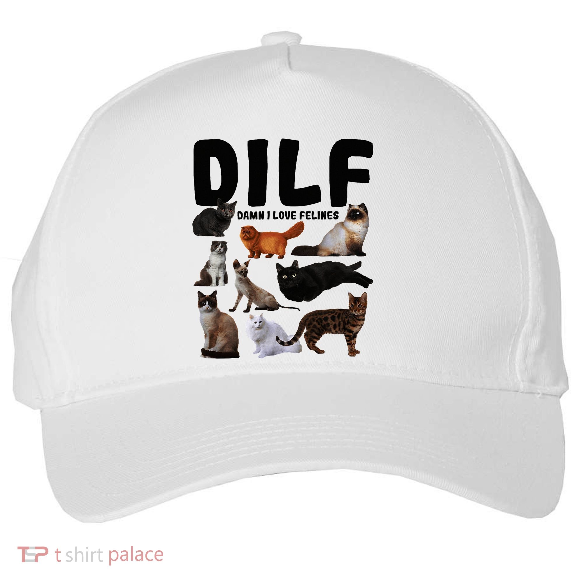 Dilf Damn I Love Felines Funny Cat Kitty Lover Five-Panel Snapback Cap