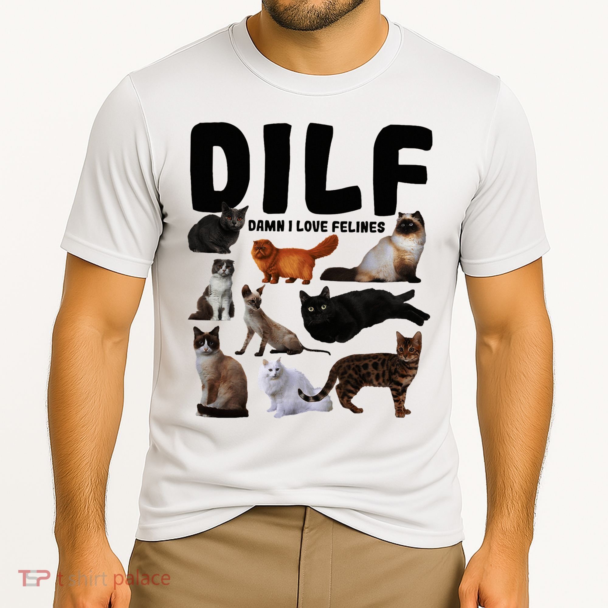 Dilf Damn I Love Felines Funny Cat Kitty Lover Cooling Performance Crew T-Shirt