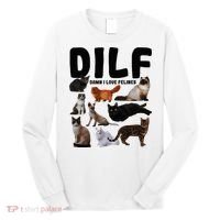 Dilf Damn I Love Felines Funny Cat Kitty Lover Long Sleeve Shirt thumb 0
