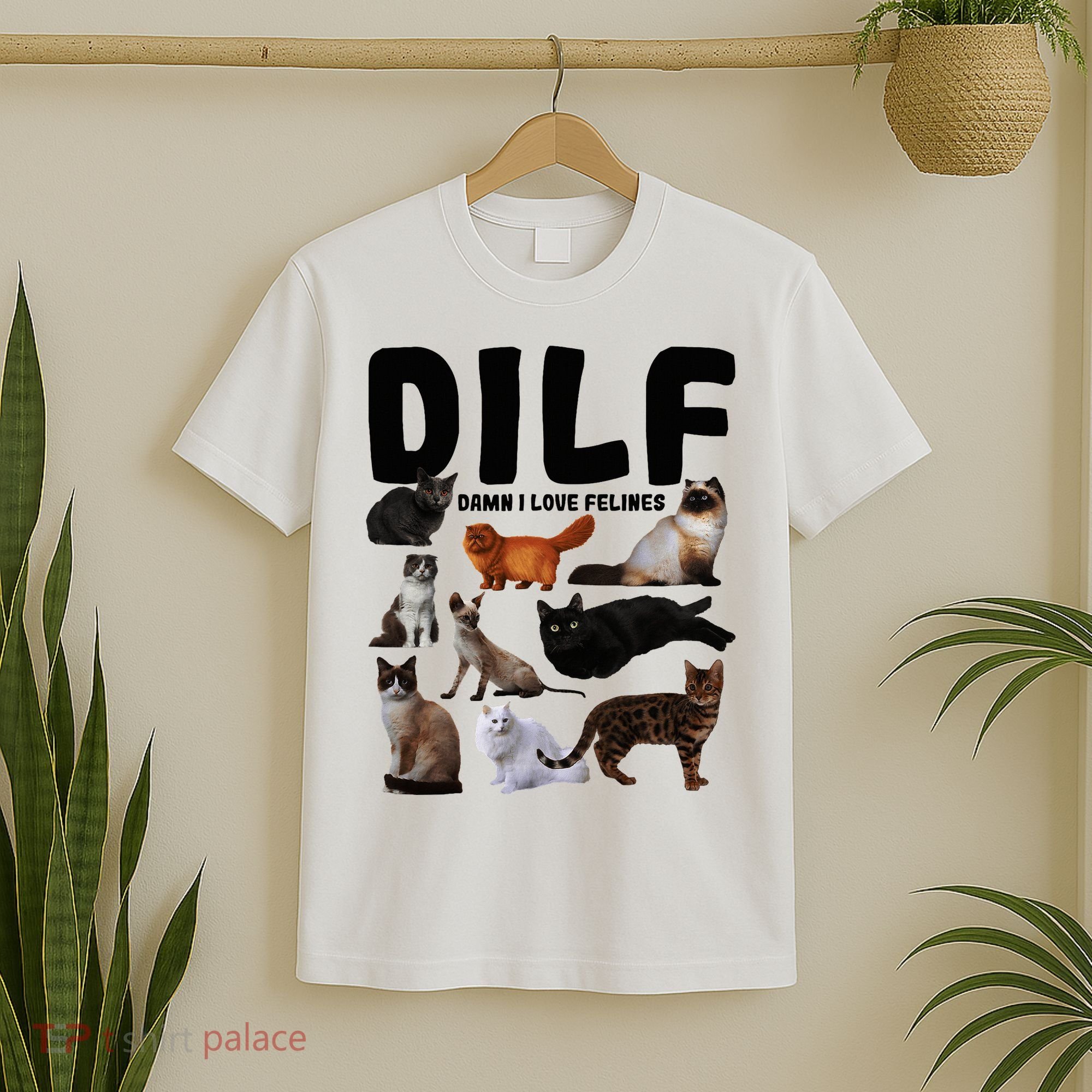 Dilf Damn I Love Felines Funny Cat Kitty Lover T-Shirt
