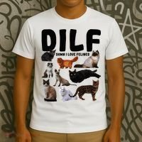 Dilf Damn I Love Felines Funny Cat Kitty Lover T-Shirt thumb 3