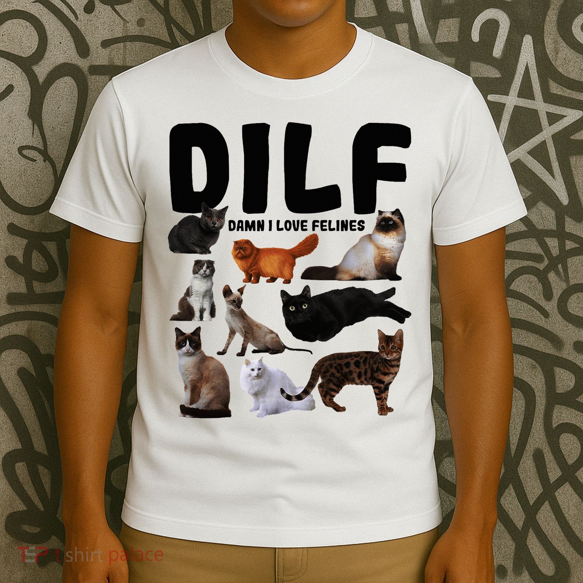 Dilf Damn I Love Felines Funny Cat Kitty Lover T-Shirt