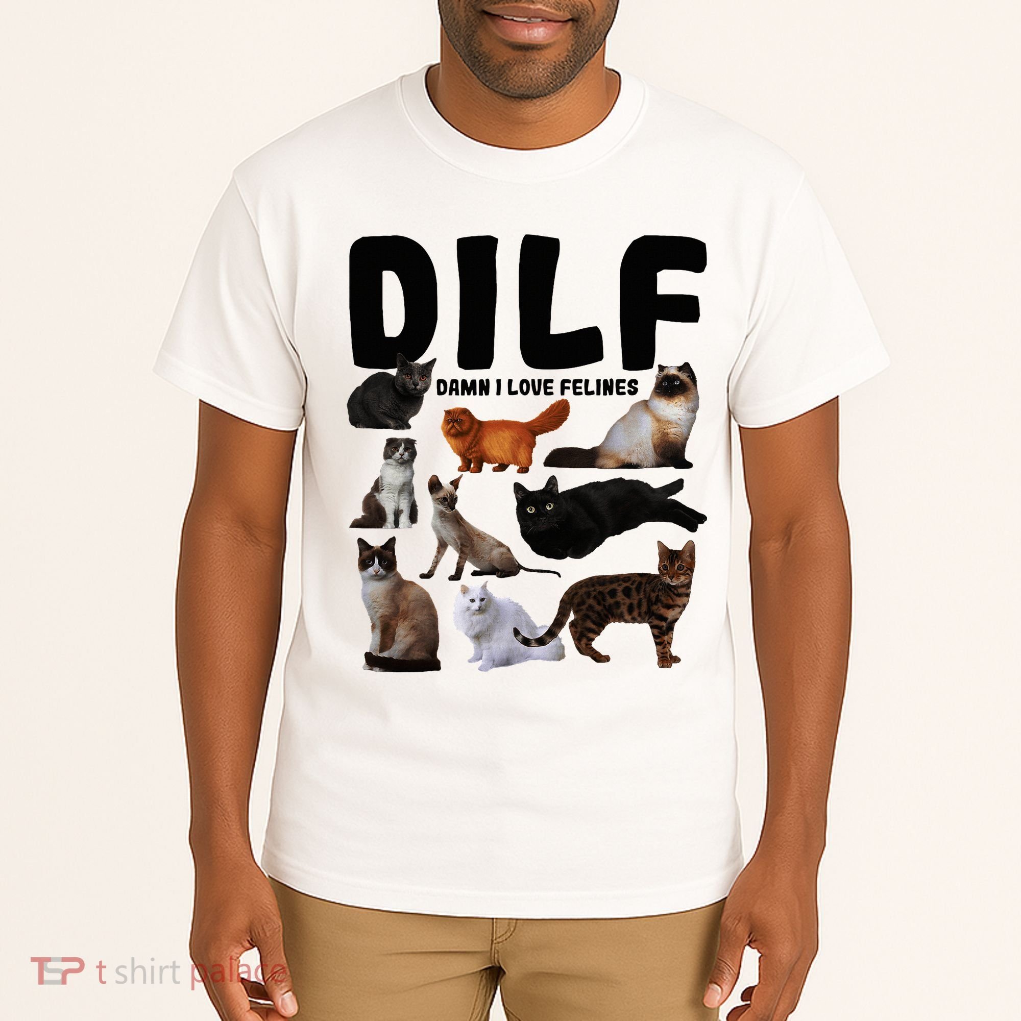 Dilf Damn I Love Felines Funny Cat Kitty Lover Tall T-Shirt
