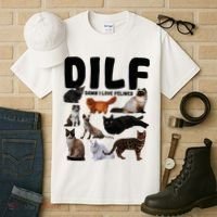 Dilf Damn I Love Felines Funny Cat Kitty Lover Tall T-Shirt thumb 3