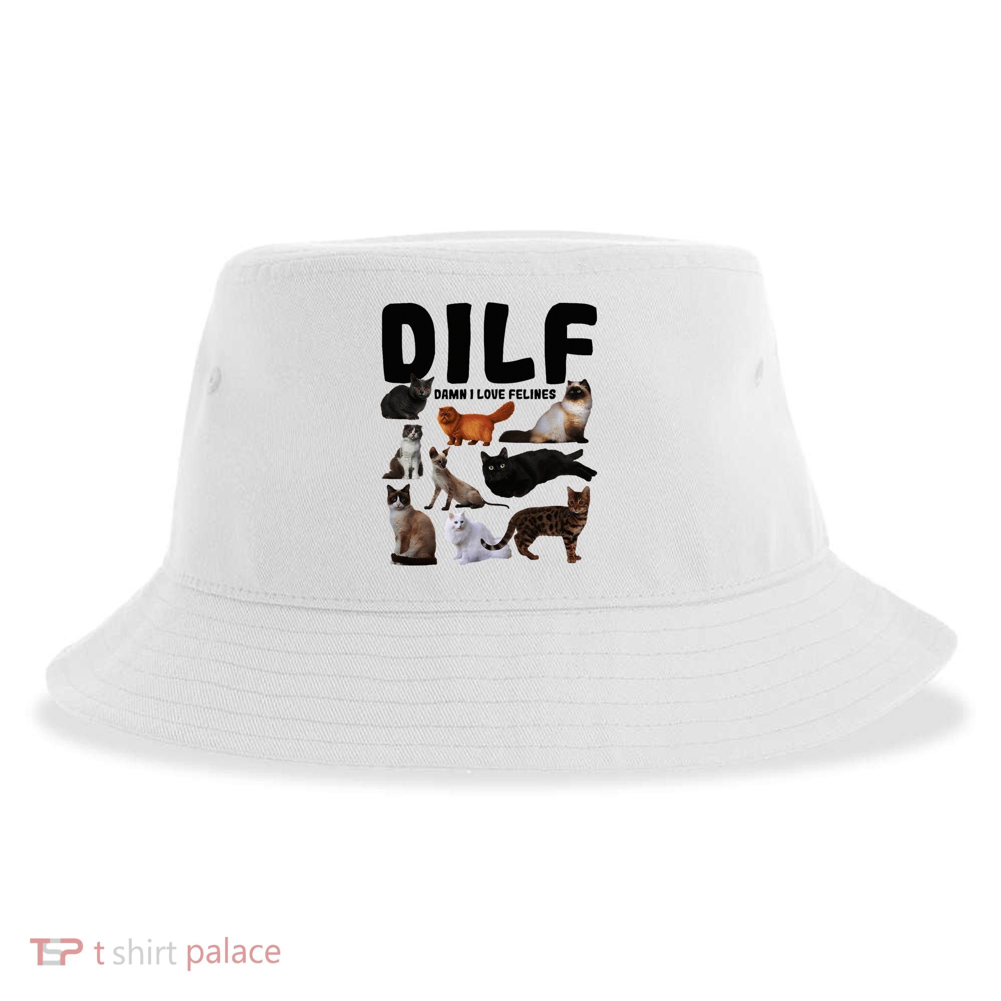 Dilf Damn I Love Felines Funny Cat Kitty Lover Sustainable Bucket Hat