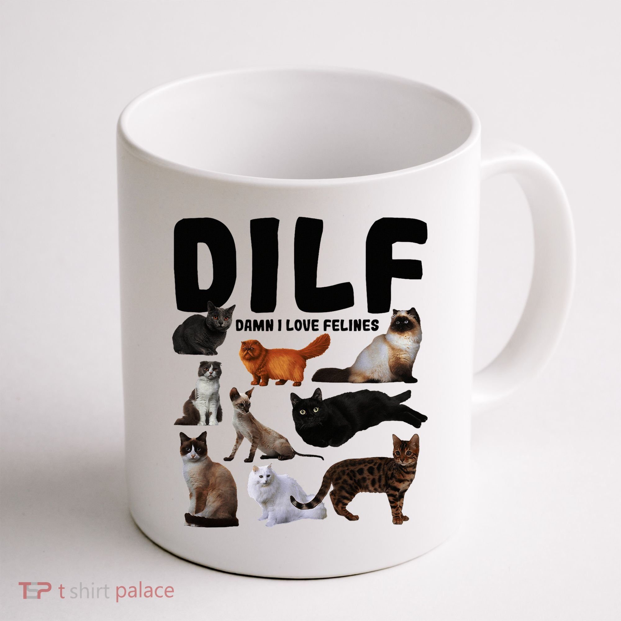 Dilf Damn I Love Felines Funny Cat Kitty Lover Coffee Mug