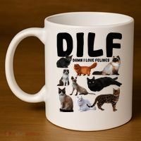 Dilf Damn I Love Felines Funny Cat Kitty Lover 11oz C Handle Ceramic Mug thumb 4