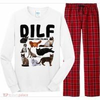 Dilf Damn I Love Felines Funny Cat Kitty Lover Long Sleeve Pajama Set thumb 0