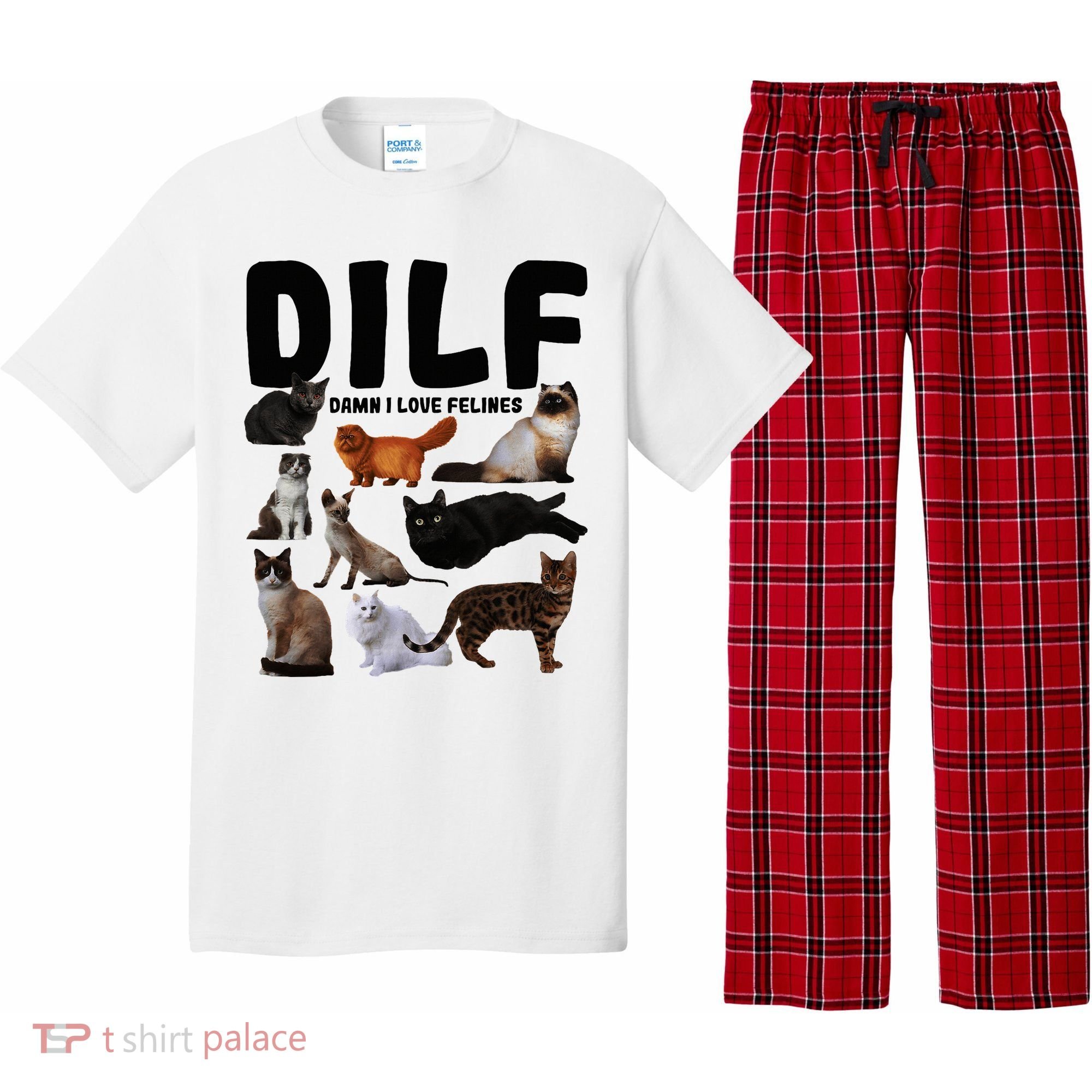 Dilf Damn I Love Felines Funny Cat Kitty Lover Pajama Set