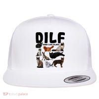 Dilf Damn I Love Felines Funny Cat Kitty Lover Flat Bill Trucker Hat thumb 0