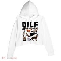 Dilf Damn I Love Felines Funny Cat Kitty Lover Crop Fleece Hoodie thumb 0