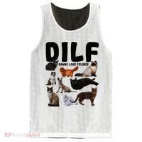 Dilf Damn I Love Felines Funny Cat Kitty Lover Mesh Reversible Basketball Jersey Tank thumb 0