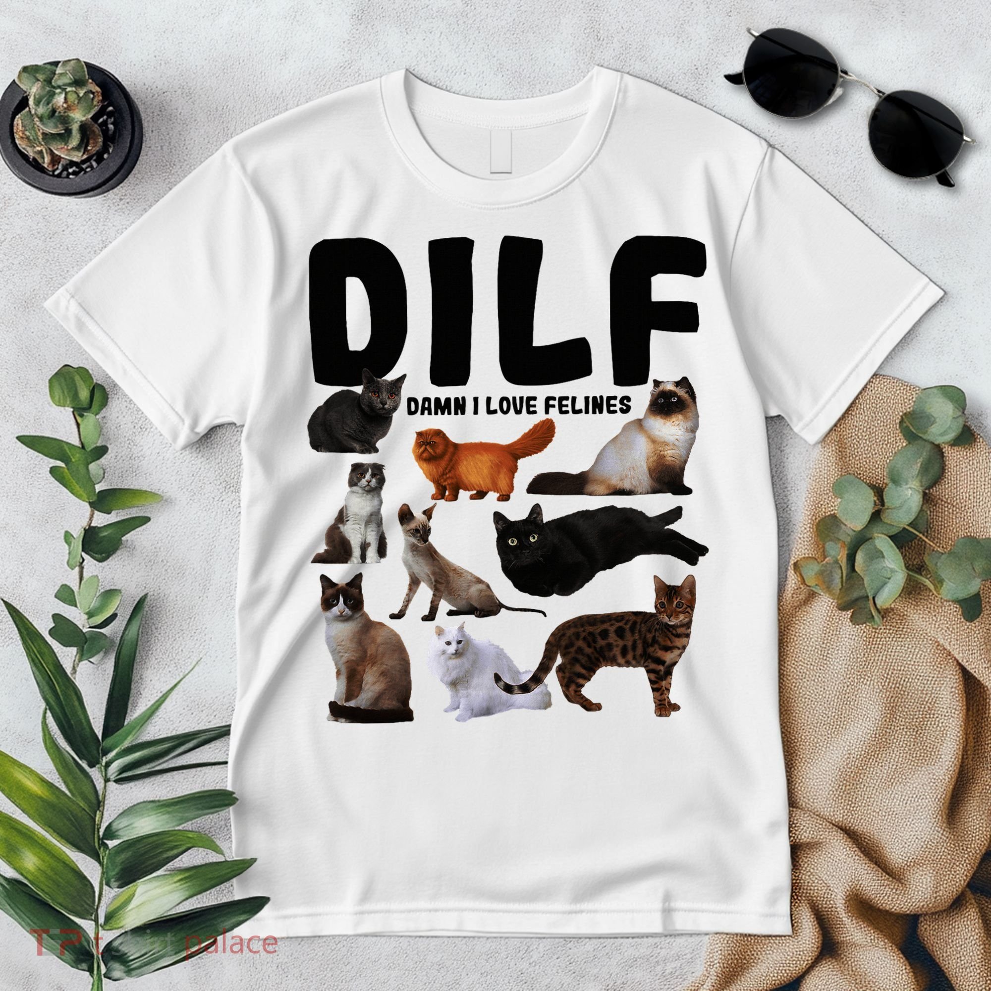 Dilf Damn I Love Felines Funny Cat Kitty Lover Premium T-Shirt