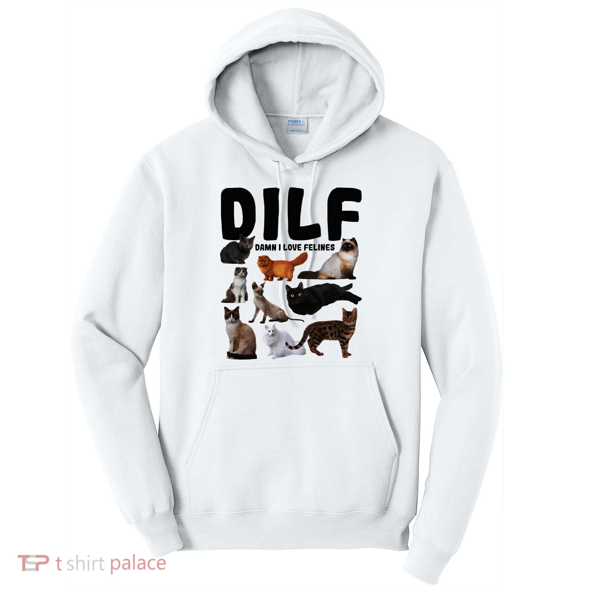 Dilf Damn I Love Felines Funny Cat Kitty Lover Tall Hoodie