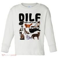 Dilf Damn I Love Felines Funny Cat Kitty Lover Toddler Long Sleeve Shirt thumb 0