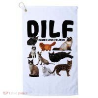 Dilf Damn I Love Felines Funny Cat Kitty Lover Golf Towel thumb 0