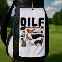 Dilf Damn I Love Felines Funny Cat Kitty Lover Golf Towel thumb 2