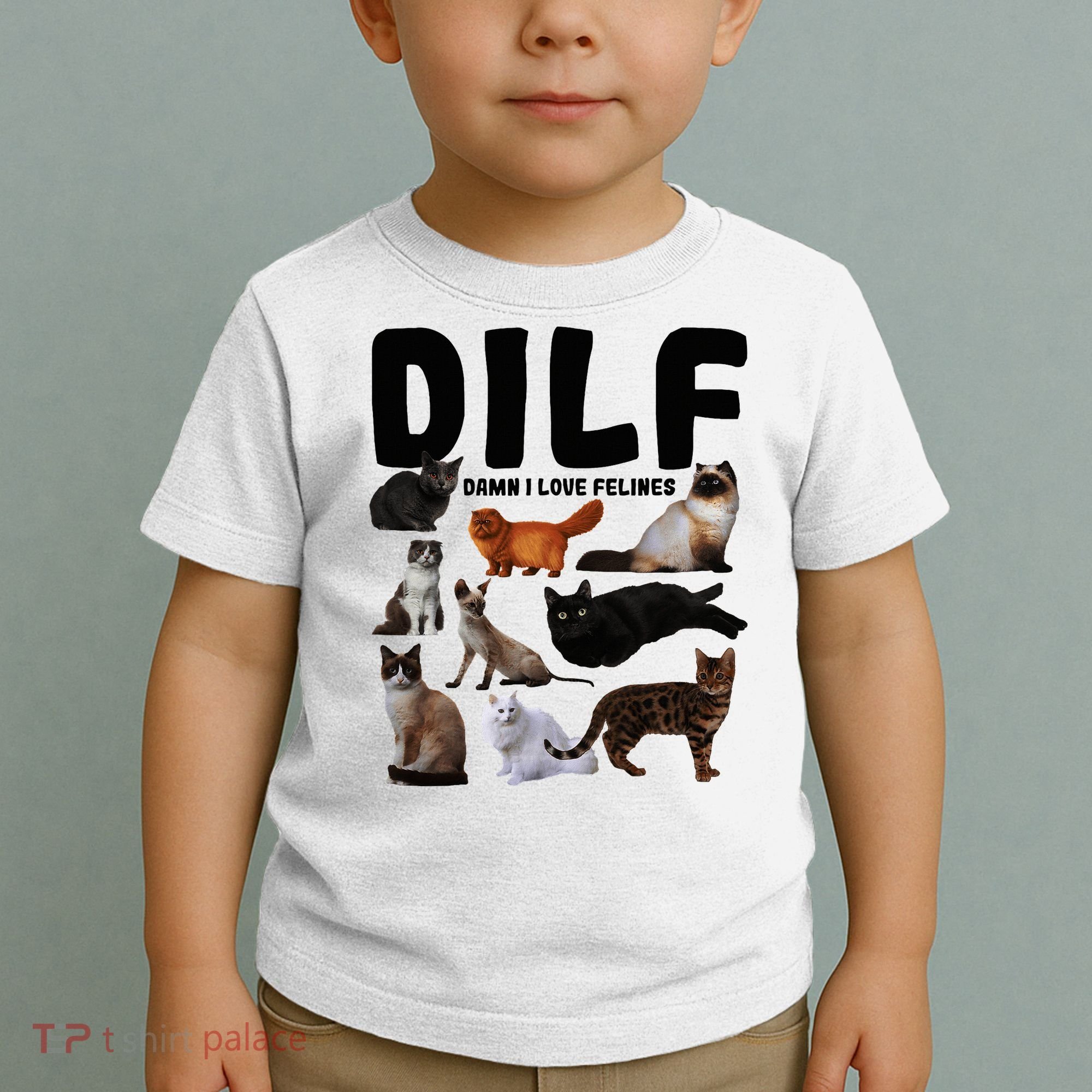 Dilf Damn I Love Felines Funny Cat Kitty Lover Toddler T-Shirt