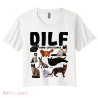 Dilf Damn I Love Felines Funny Cat Kitty Lover Women's Crop Top Tee thumb 0
