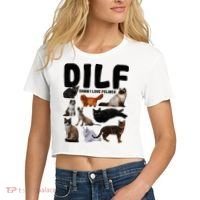 Dilf Damn I Love Felines Funny Cat Kitty Lover Women's Crop Top Tee thumb 2