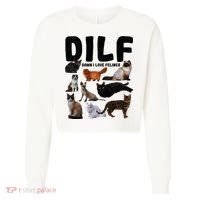 Dilf Damn I Love Felines Funny Cat Kitty Lover Cropped Pullover Crew thumb 0