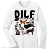 Dilf Damn I Love Felines Funny Cat Kitty Lover Women's Long Sleeve Shirt thumb 0