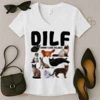 Dilf Damn I Love Felines Funny Cat Kitty Lover Women's V-Neck T-Shirt thumb 2
