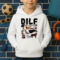 Dilf Damn I Love Felines Funny Cat Kitty Lover Kids Hoodie thumb 2