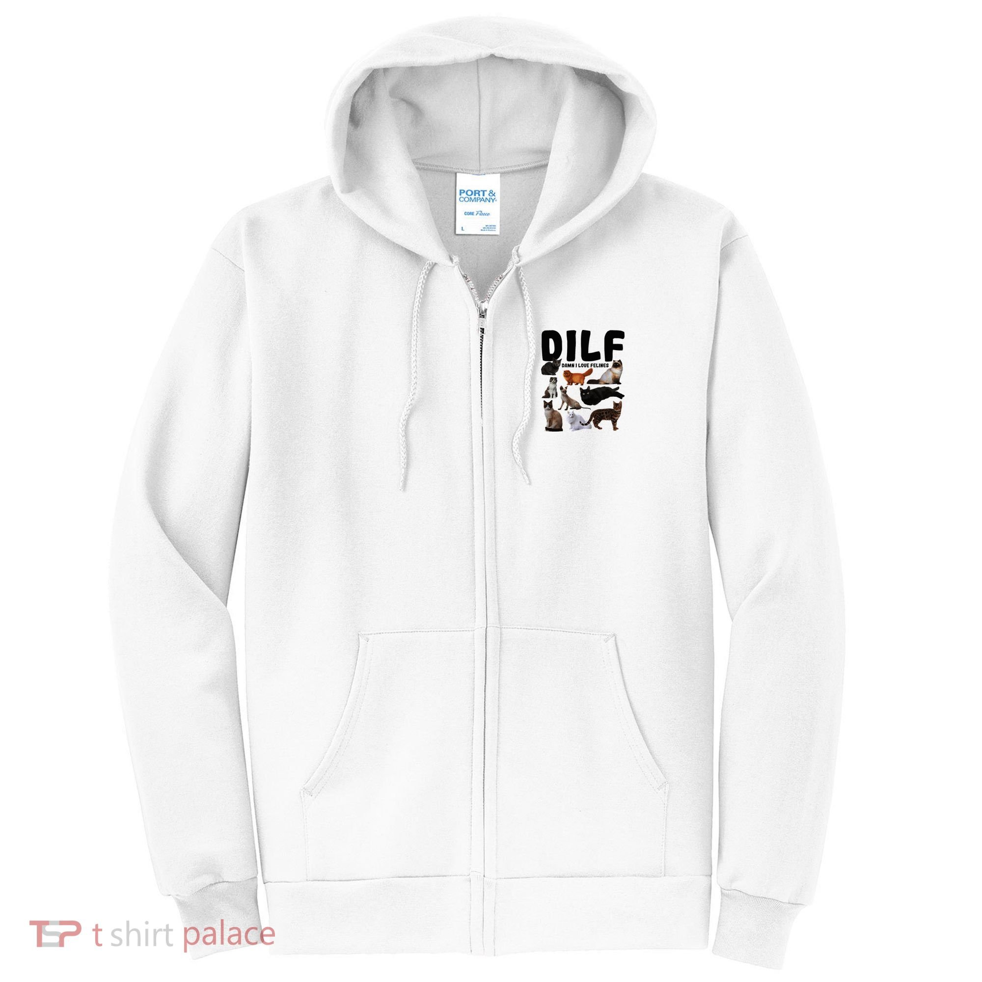 Dilf Damn I Love Felines Funny Cat Kitty Lover Full Zip Hoodie