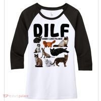 Dilf Damn I Love Felines Funny Cat Kitty Lover Women's Tri-Blend 3/4-Sleeve Raglan Shirt thumb 0