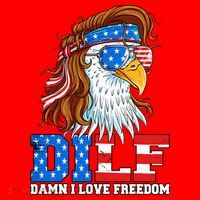 Dilf Damn I Love Freedom Eagle Funny Patriotic 4th Of July Santa Hat thumb 1