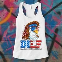 Dilf Damn I Love Freedom Eagle Funny Patriotic 4th Of July Women's Tank Top thumb 3