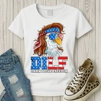 Dilf Damn I Love Freedom Eagle Funny Patriotic 4th Of July Women's T-Shirt thumb 3