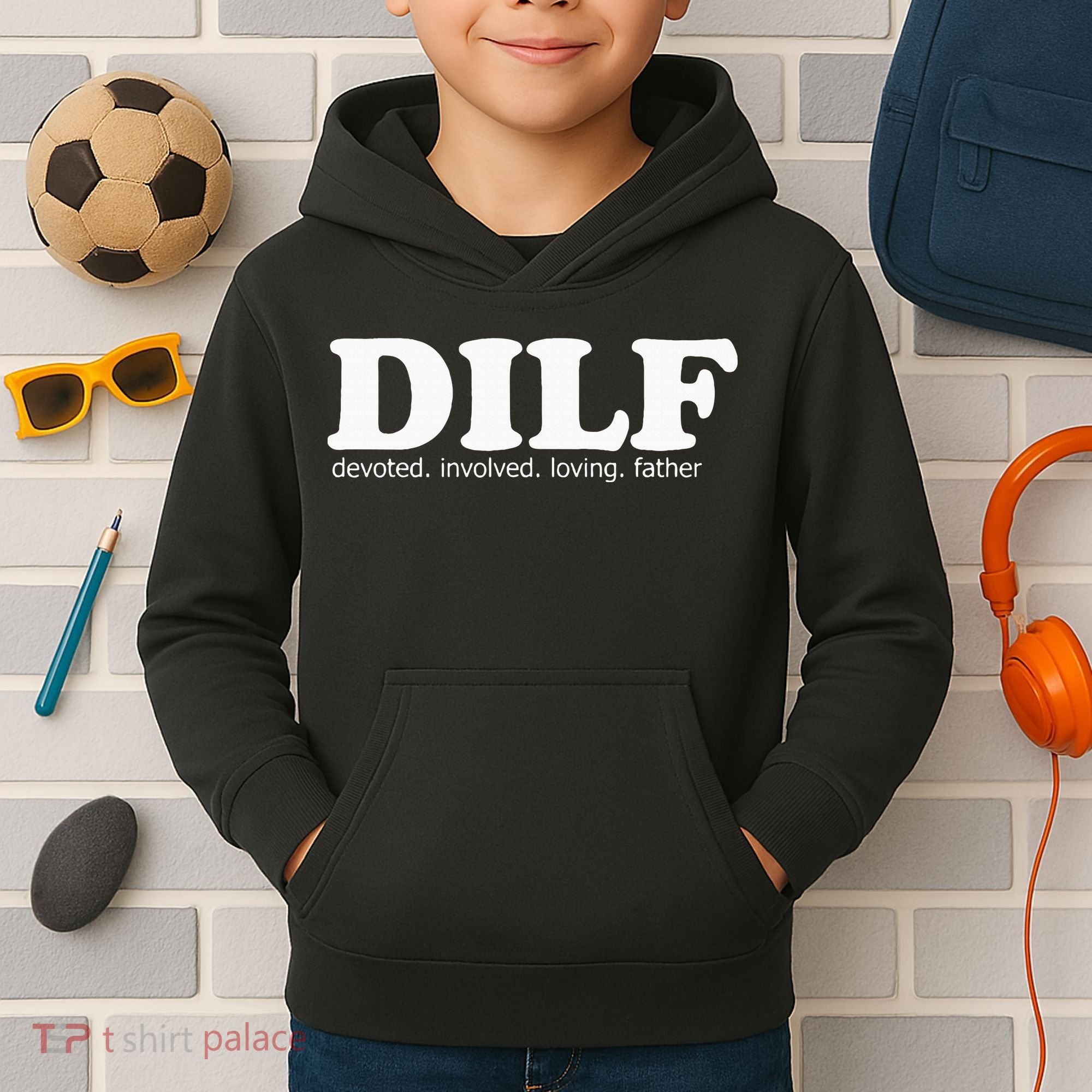Dilf Devoted Involved Loving Father Dad Papa Kids Hoodie