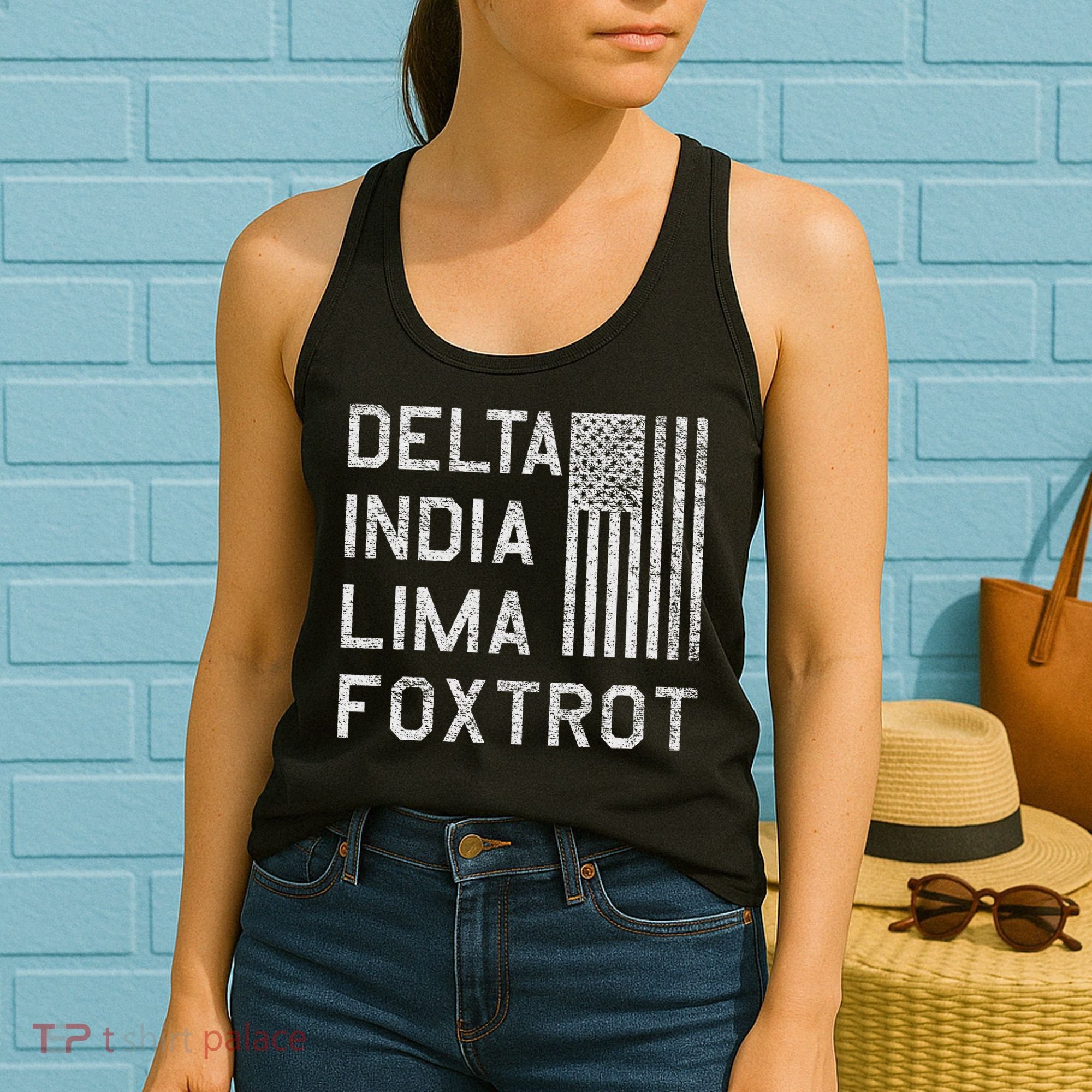 Dilf Dela India Lima Foxro Us Flag American Pario Women's Tank Top