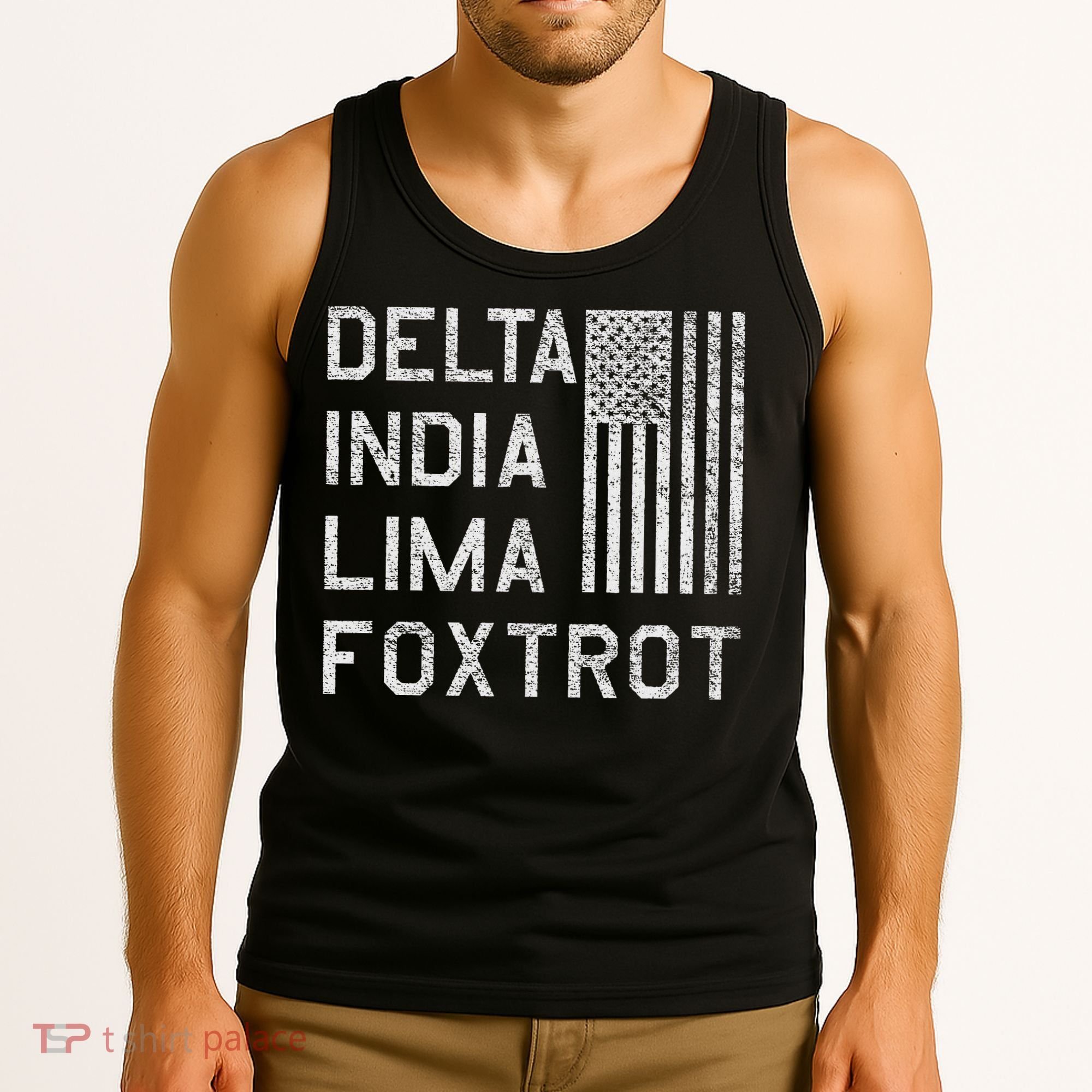 Dilf Dela India Lima Foxro Us Flag American Pario Tank Top