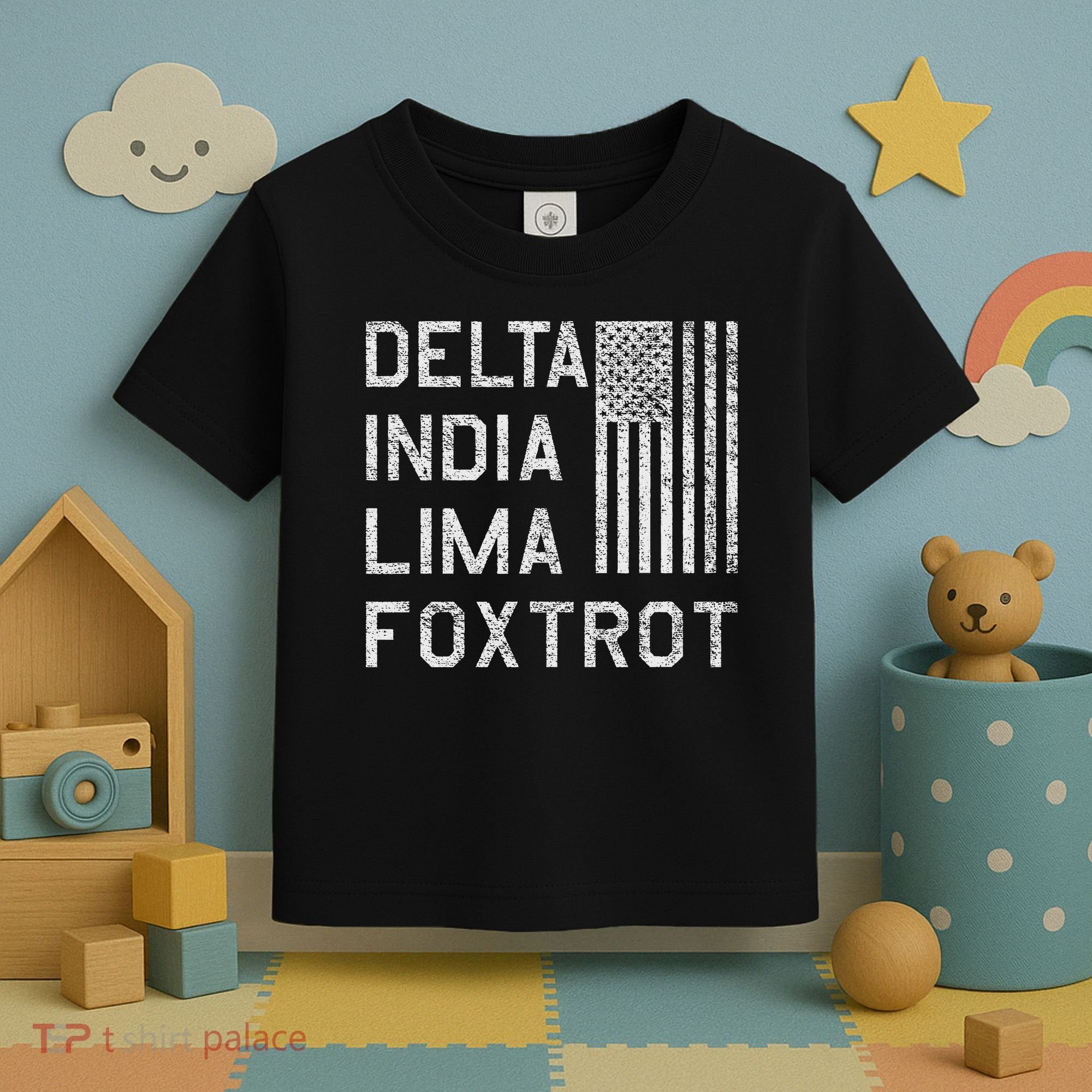 Dilf Dela India Lima Foxro Us Flag American Pario Toddler T-Shirt