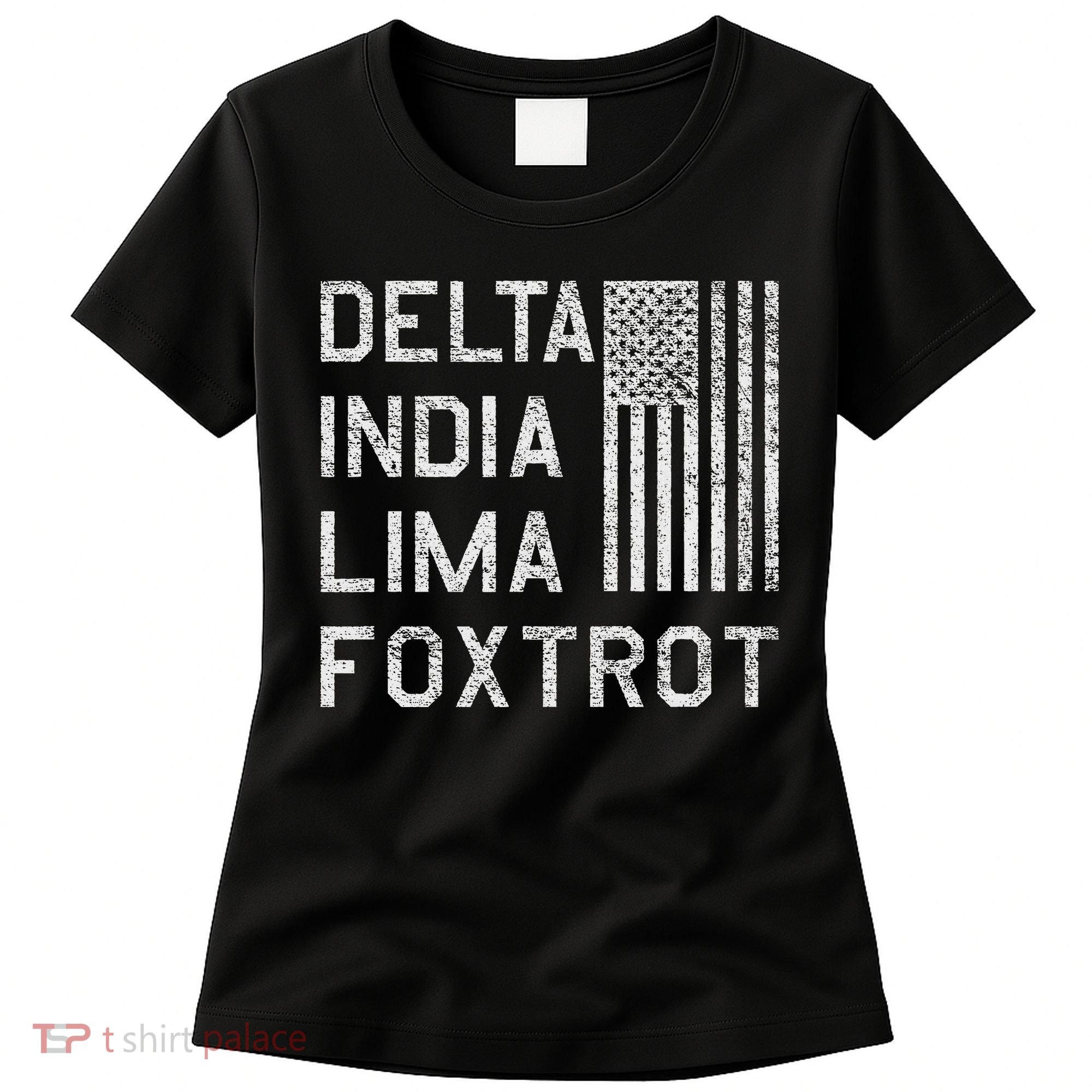 Dilf Dela India Lima Foxro Us Flag American Pario Women's T-Shirt