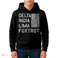 Dilf Dela India Lima Foxro Us Flag American Pario Kids Hoodie thumb 4