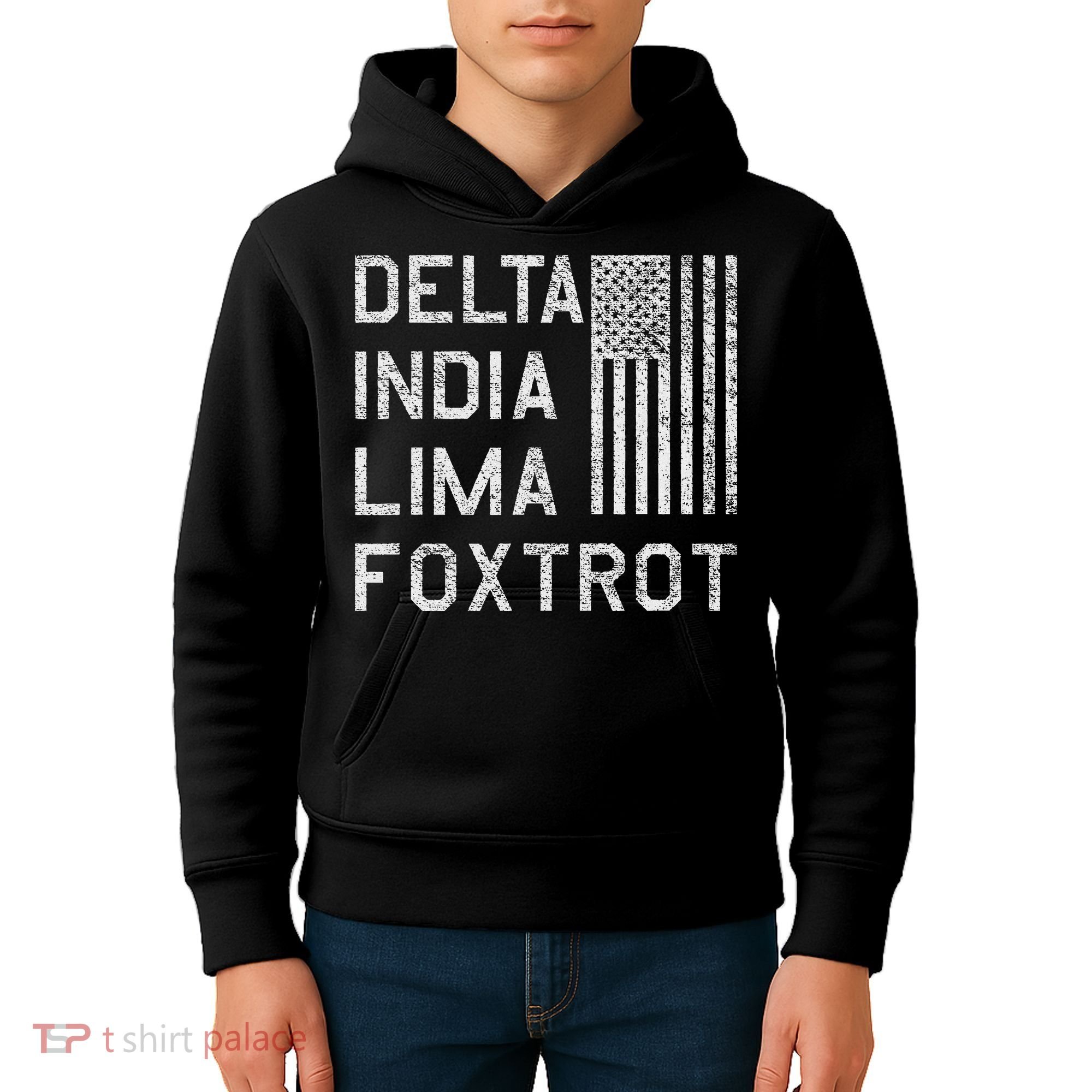 Dilf Dela India Lima Foxro Us Flag American Pario Kids Hoodie