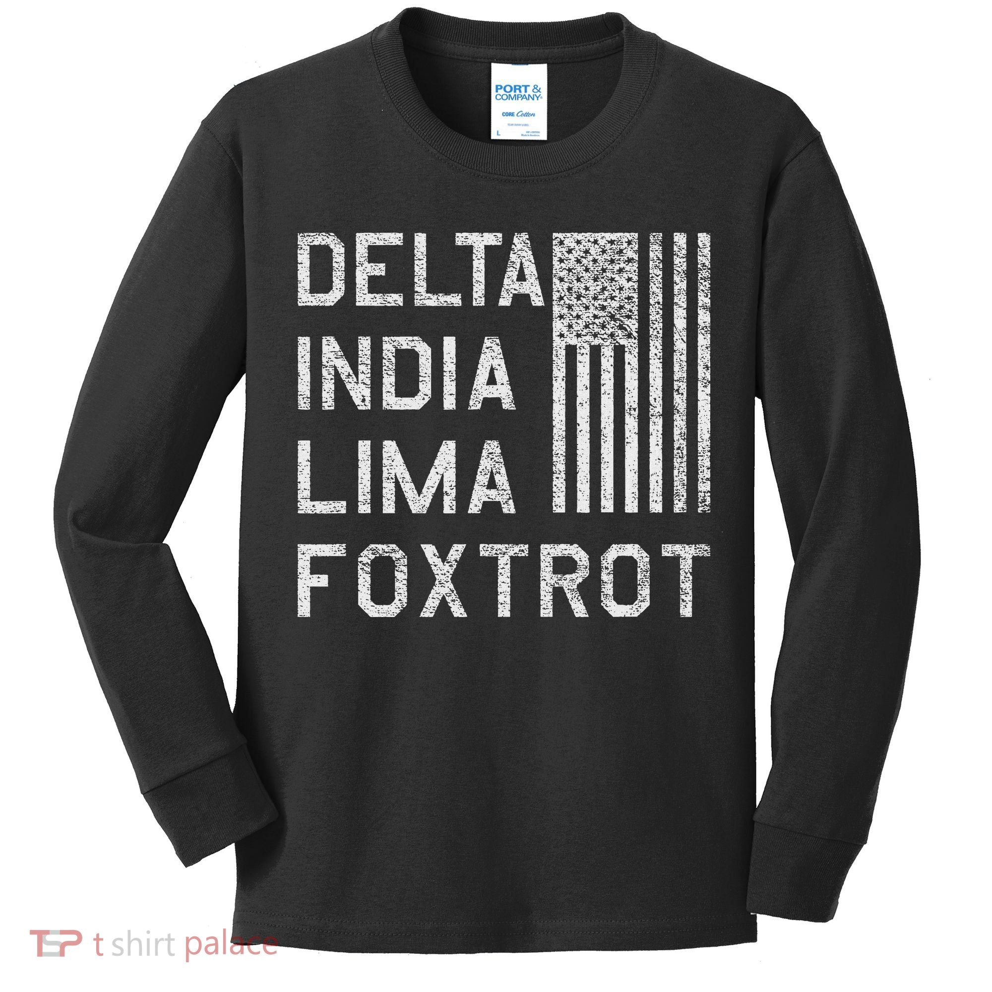 Dilf Dela India Lima Foxro Us Flag American Pario Kids Long Sleeve Shirt