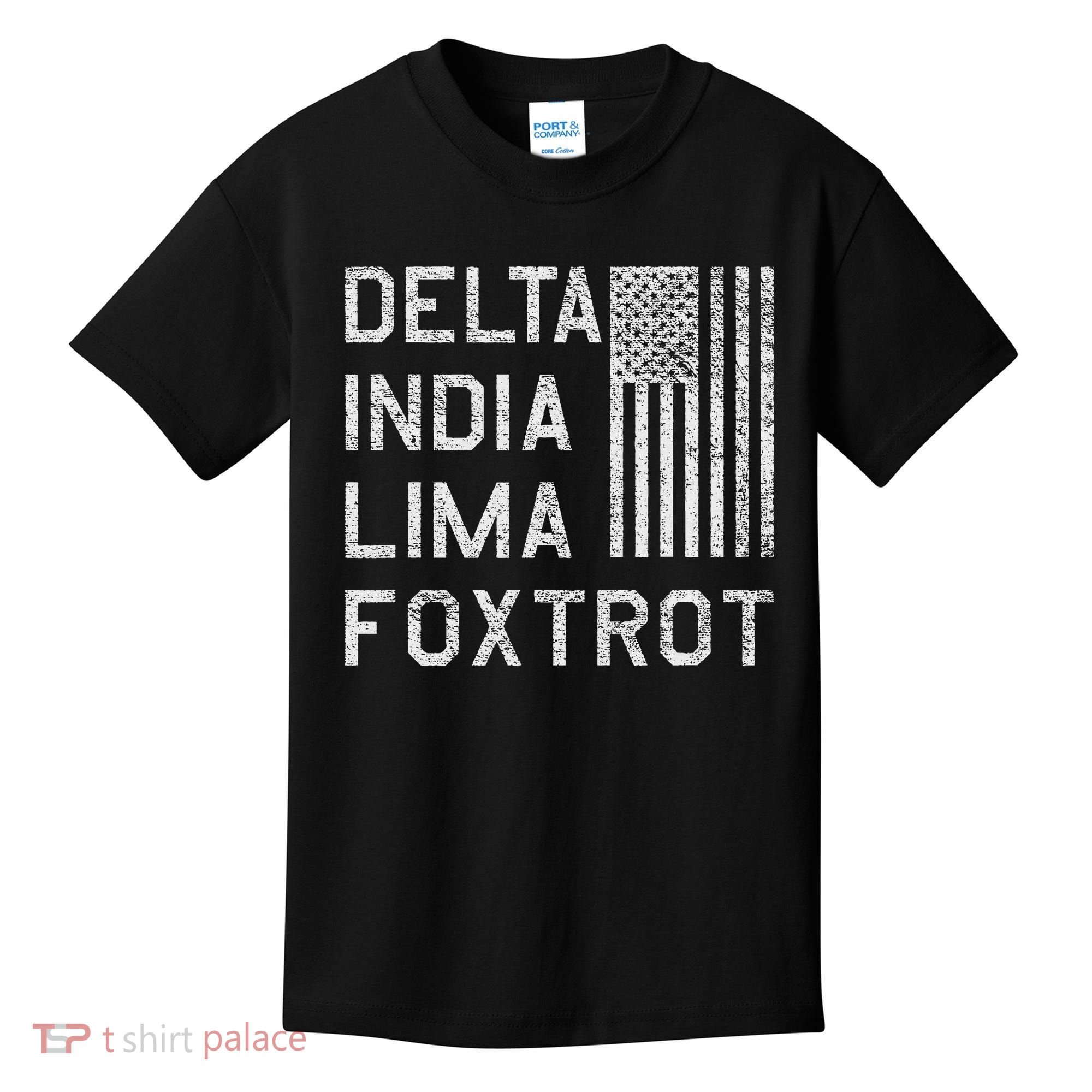 Dilf Dela India Lima Foxro Us Flag American Pario Kids T-Shirt